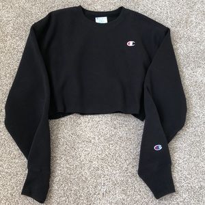black champion cut off crew neck sweatshirt